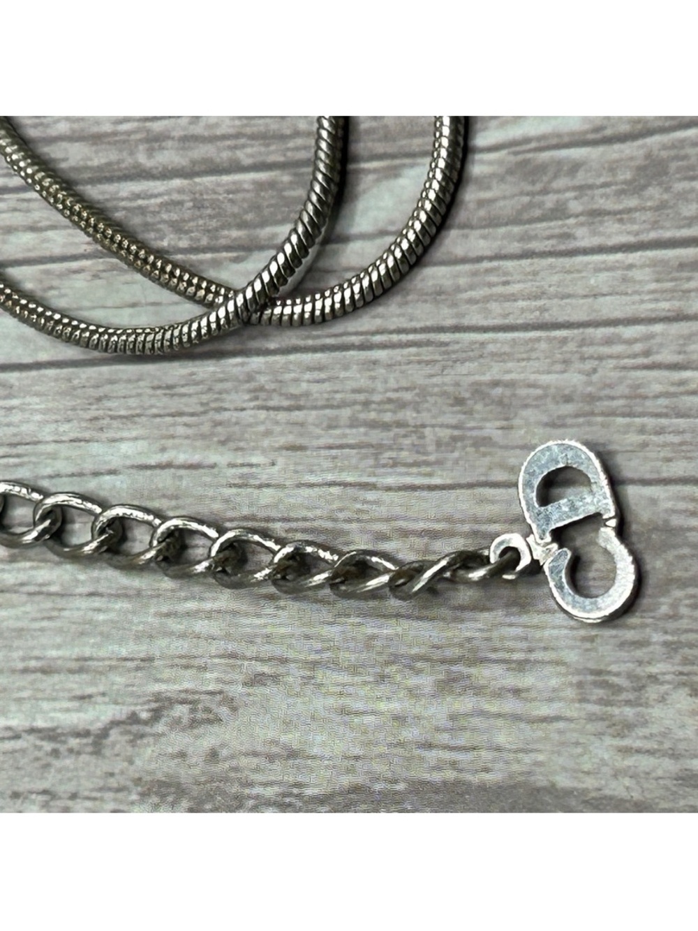 DIOR VTG Y2K Palladium-Plated Cube Logo Necklace Silver-Tone Vintage 2000s EUC - Picture 7 of 11